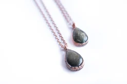 Gold sheen obsidian necklace | Raw obsidian jewelry
