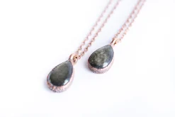 Gold sheen obsidian necklace | Raw obsidian jewelry
