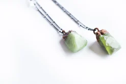 Green Peridot necklace | Raw peridot necklace