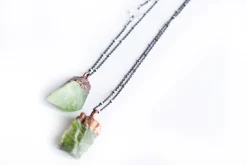 Green Peridot necklace | Raw peridot necklace