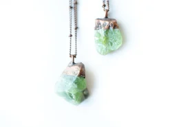 Green Peridot necklace | Raw peridot necklace