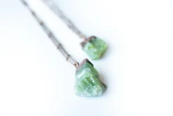 Green Peridot necklace | Raw peridot necklace