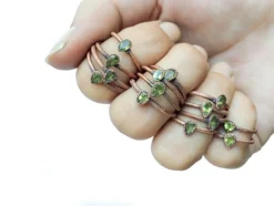 Green Peridot ring | Faceted peridot stacking ring