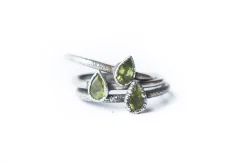 Green Peridot ring | Raw peridot ring