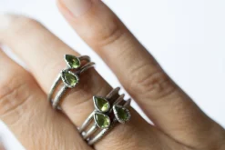 Green Peridot ring | Raw peridot ring