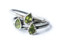 Green Peridot ring | Raw peridot ring