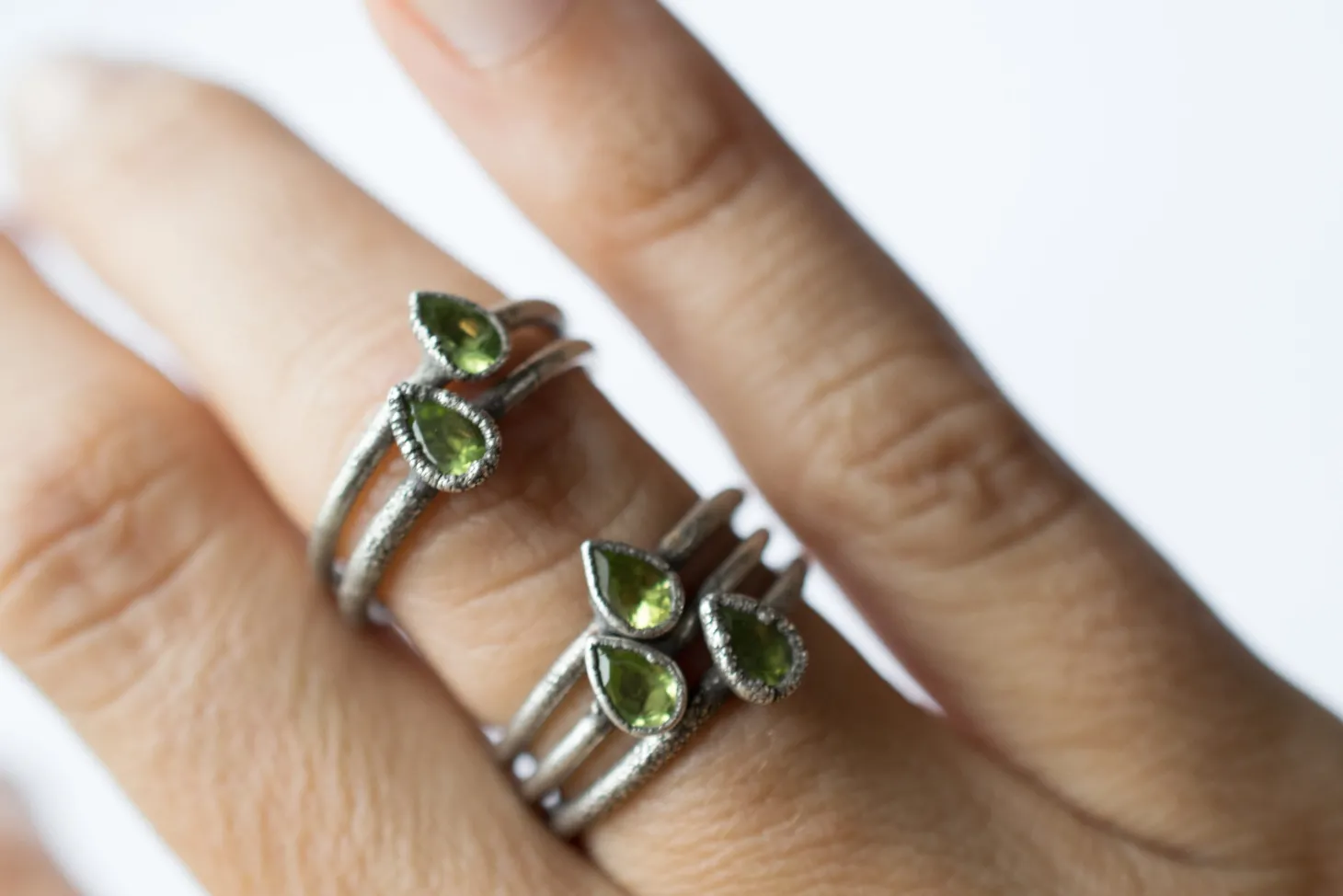 Green Peridot ring | Raw peridot ring