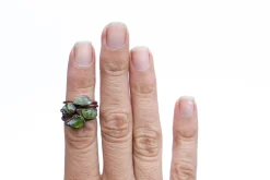 Green Peridot ring | Raw peridot ring