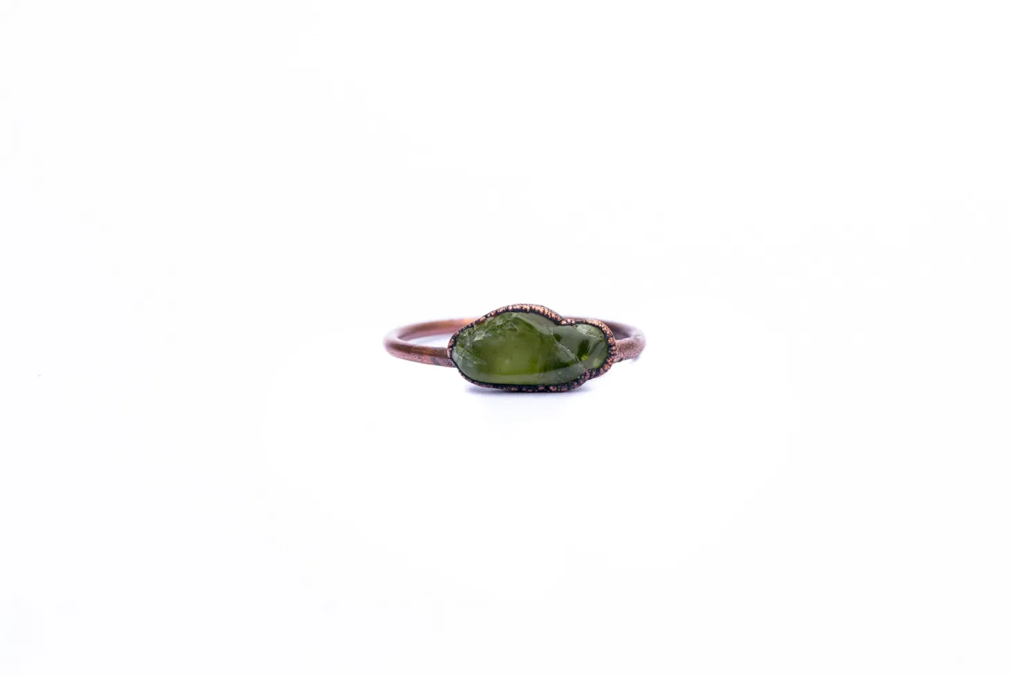 Green Peridot ring | Raw peridot ring