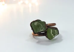 Green Peridot ring | Raw peridot ring