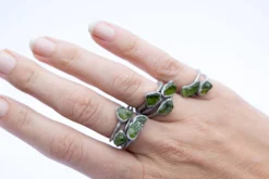 Green Peridot ring | Raw peridot ring