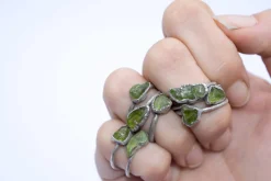 Green Peridot ring | Raw peridot ring