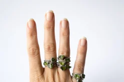 Green Peridot ring | Raw peridot ring