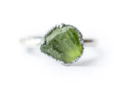 Green Peridot ring | Raw peridot ring