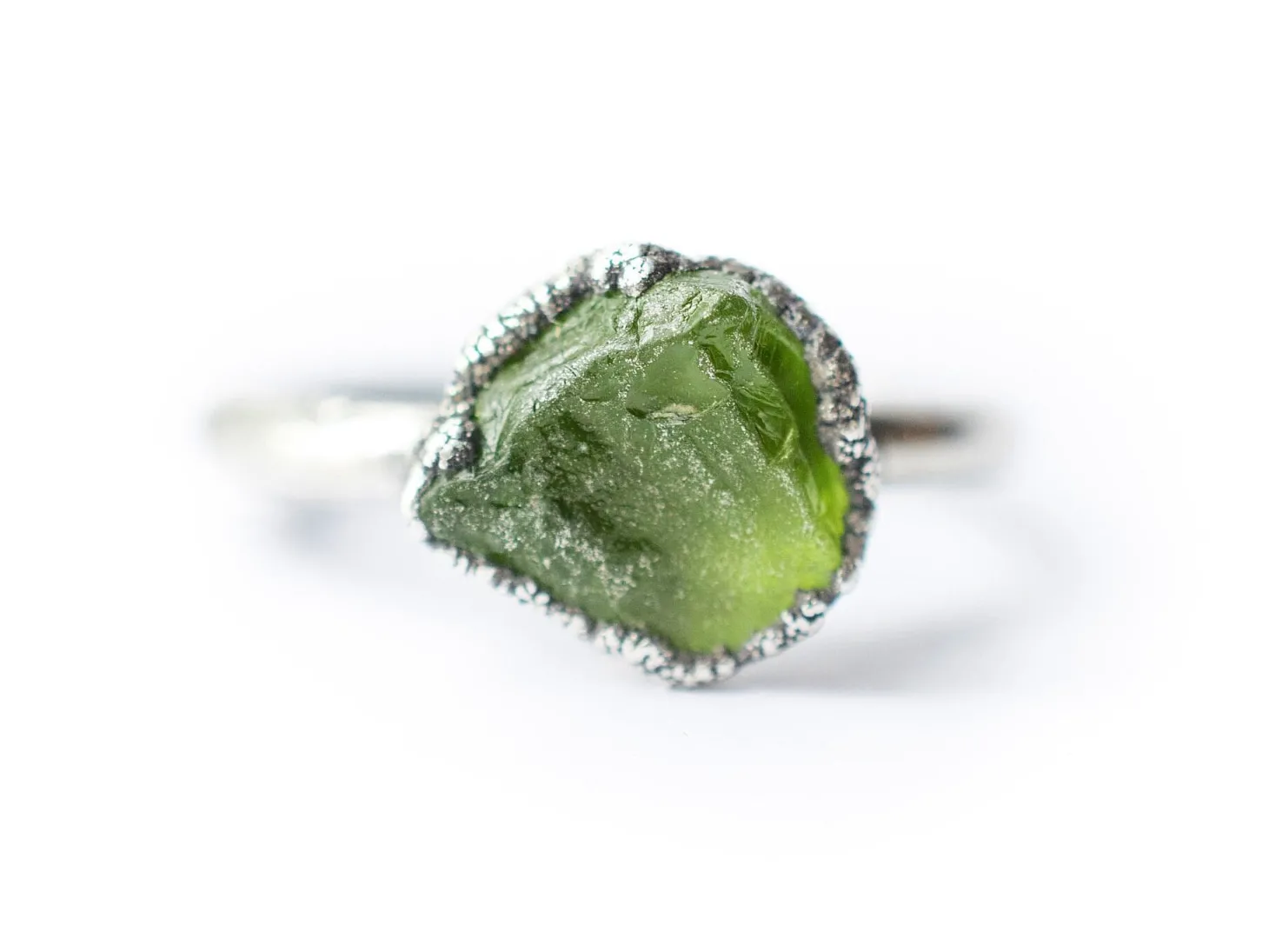 Green Peridot ring | Raw peridot ring