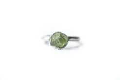 Green Peridot ring | Raw peridot ring