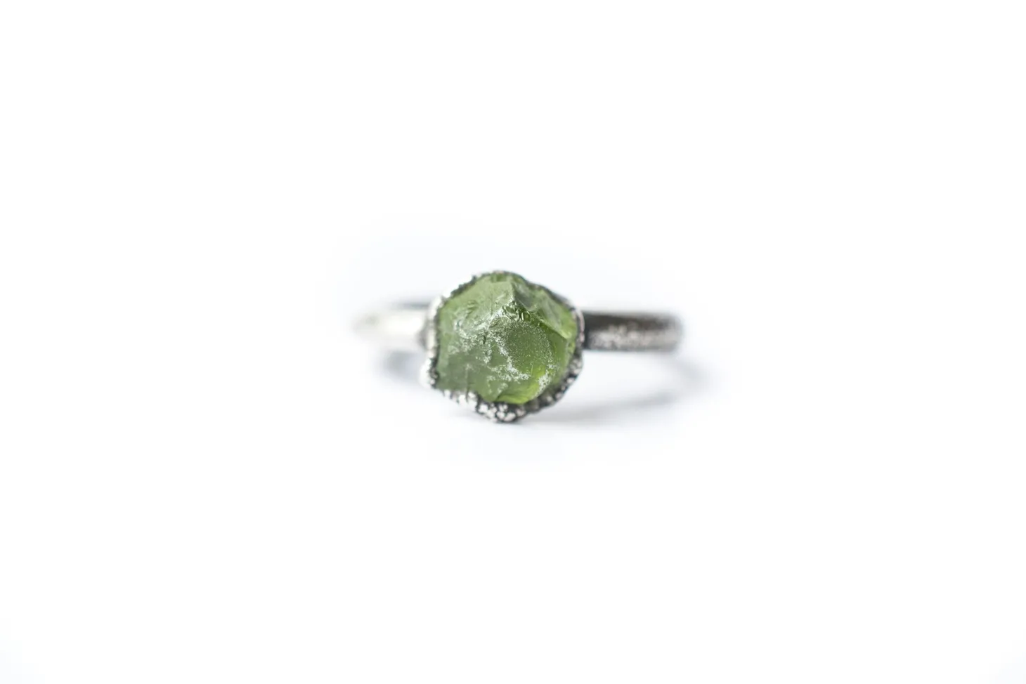 Green Peridot ring | Raw peridot ring