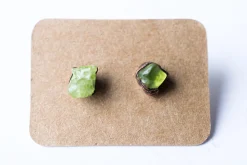Green Peridot studs | Raw peridot earrings