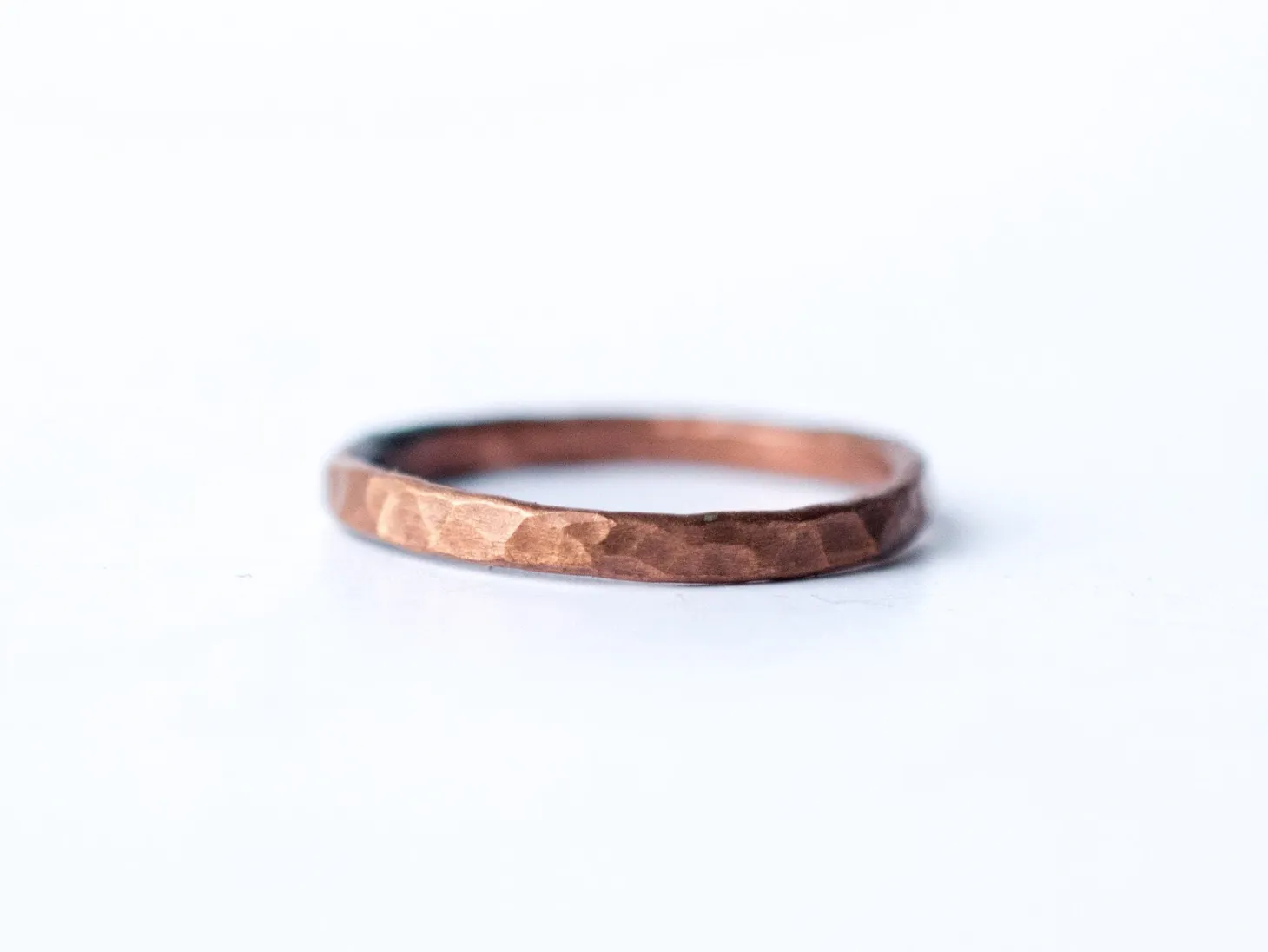Hammered copper stacking ring | Hammered 12 gauge band