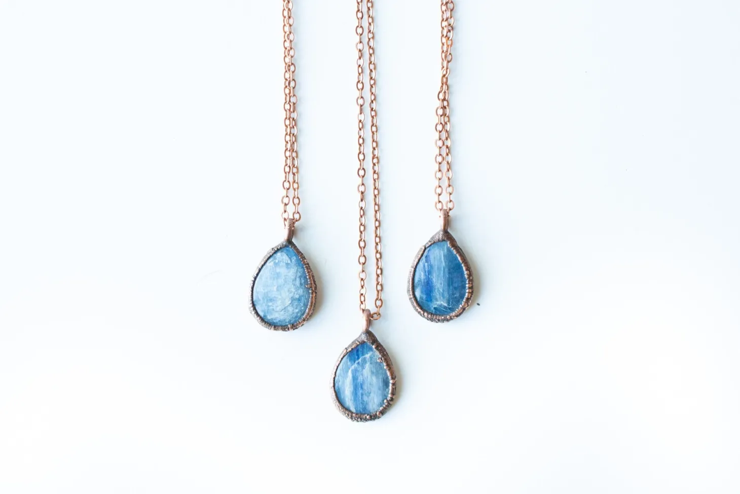 Kyanite teardrop necklace | Raw kyanite jewelry