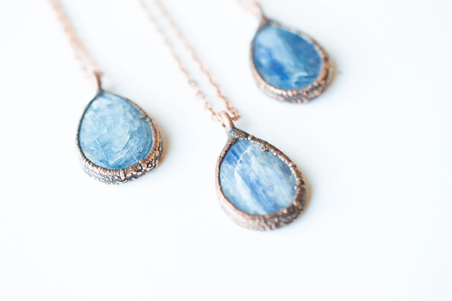 Kyanite teardrop necklace | Raw kyanite jewelry