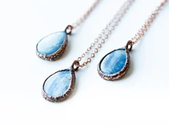 Kyanite teardrop necklace | Raw kyanite jewelry