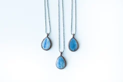 Kyanite teardrop necklace | Raw kyanite jewelry