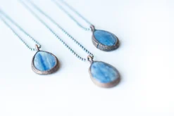 Kyanite teardrop necklace | Raw kyanite jewelry