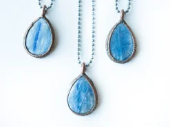 Kyanite teardrop necklace | Raw kyanite jewelry