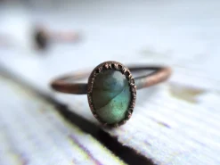 Labradorite engagement ring | Gemstone stacking ring