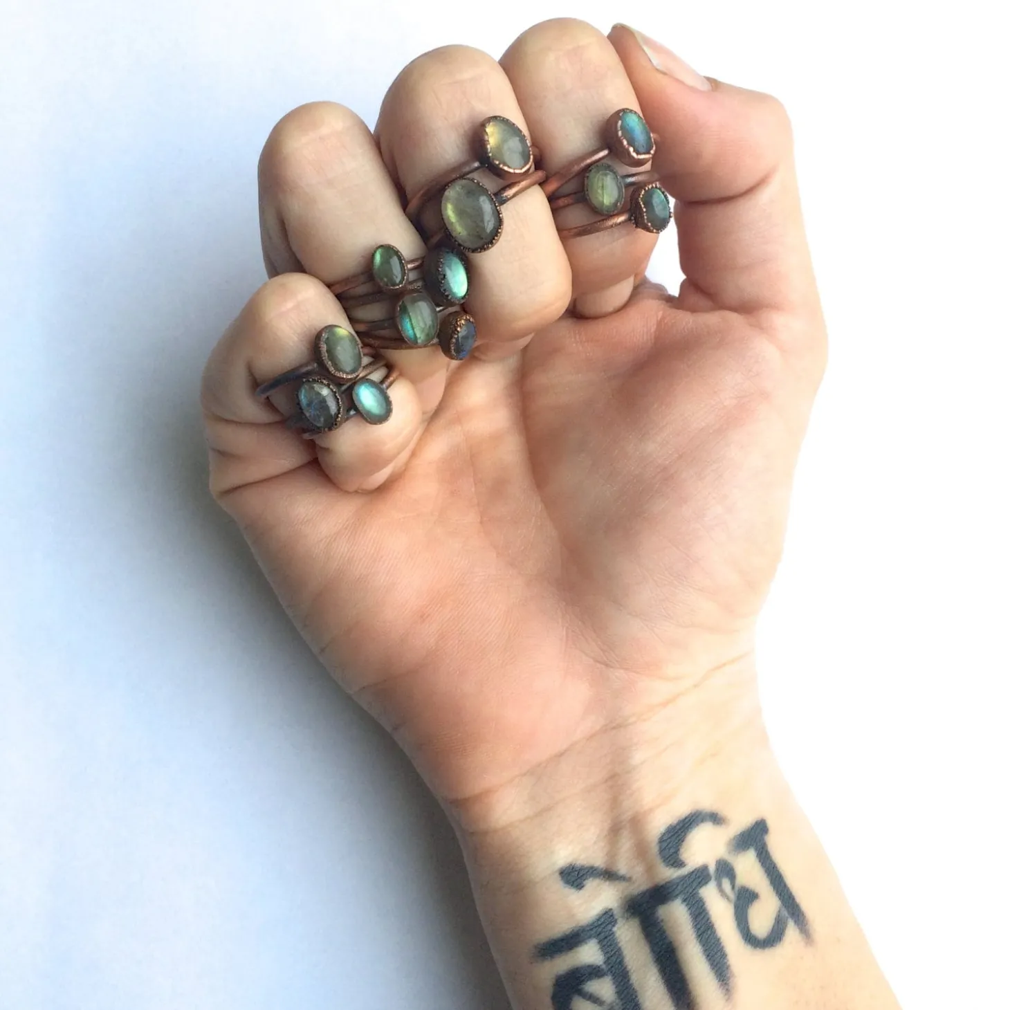 Labradorite engagement ring | Gemstone stacking ring