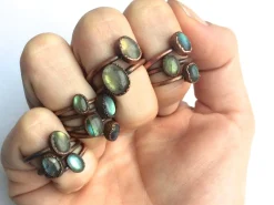 Labradorite engagement ring | Gemstone stacking ring