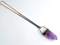 Large Amethyst crystal necklace | Amethyst statement necklace