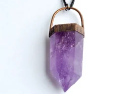 Large Amethyst crystal necklace | Amethyst statement necklace