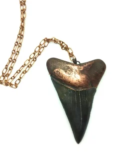 Large shark's tooth pendant | Electroformed copper shark tooth pendant