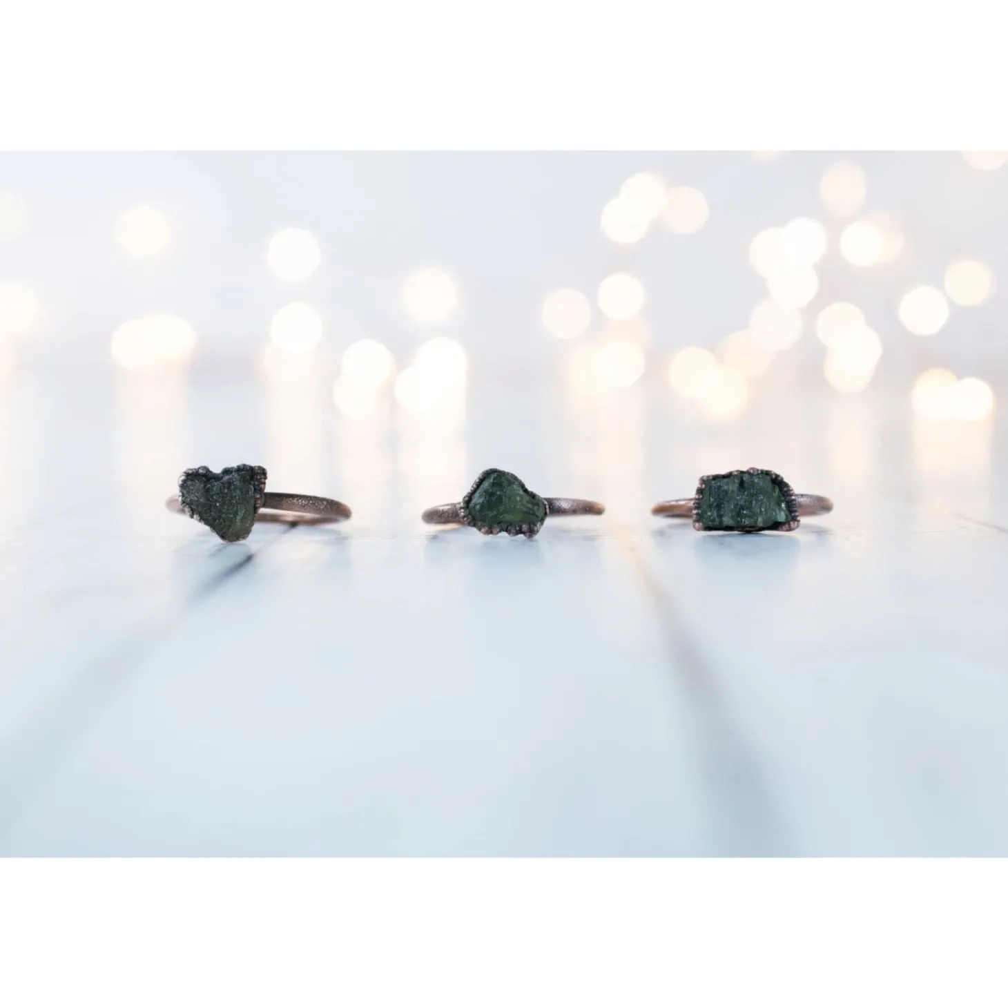 Moldavite ring | Raw moldavite stacking ring