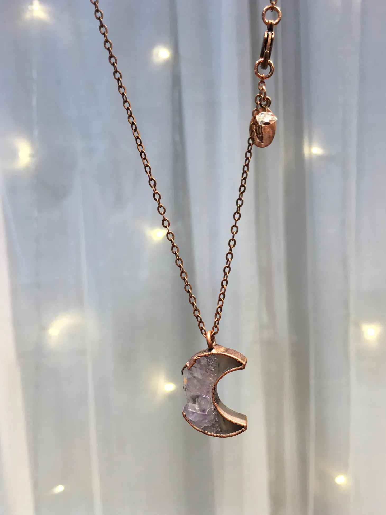 Moon Necklace | Druzy crystal necklace