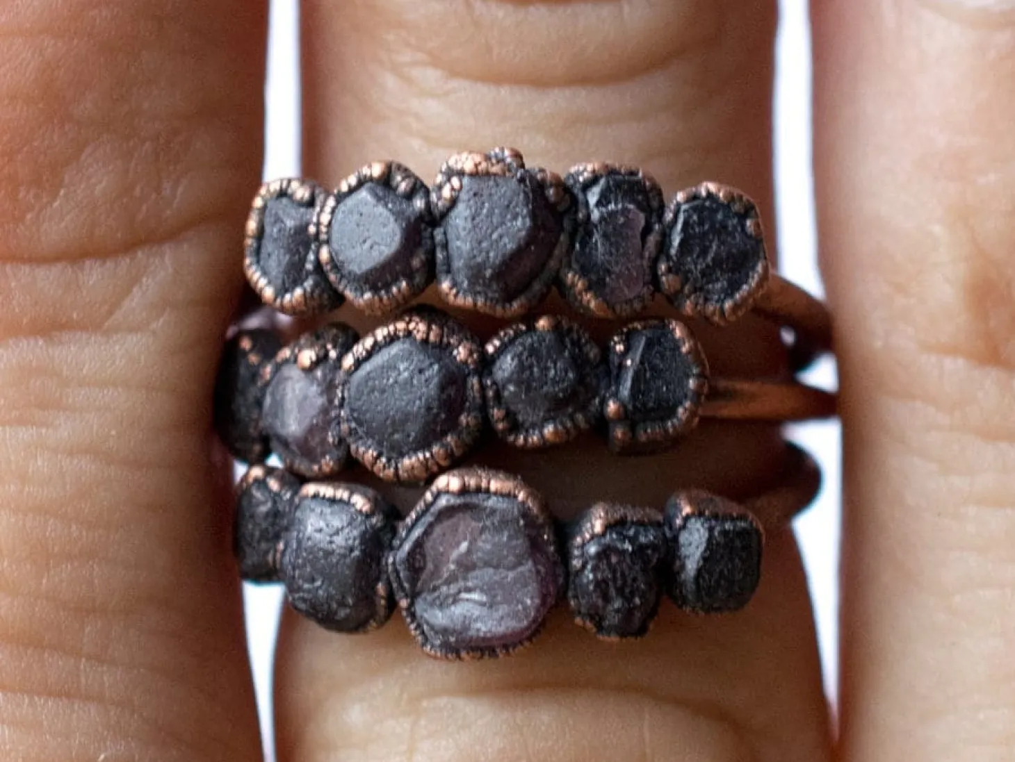 Multi Stone Ring | Raw garnet ring