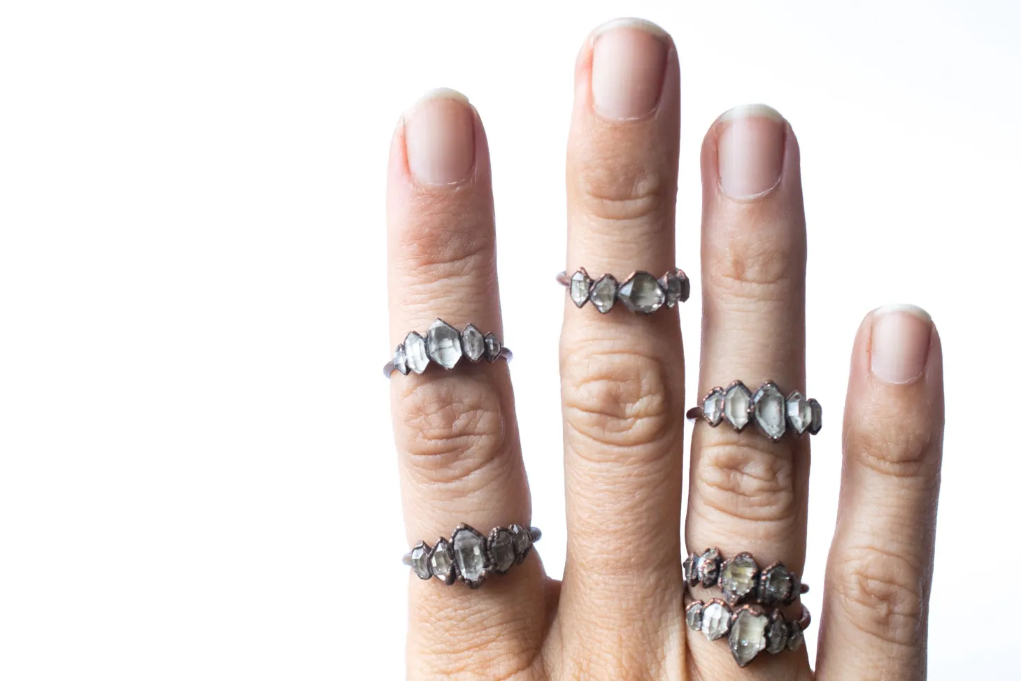 Multi Stone Ring | Raw Quartz crystal ring