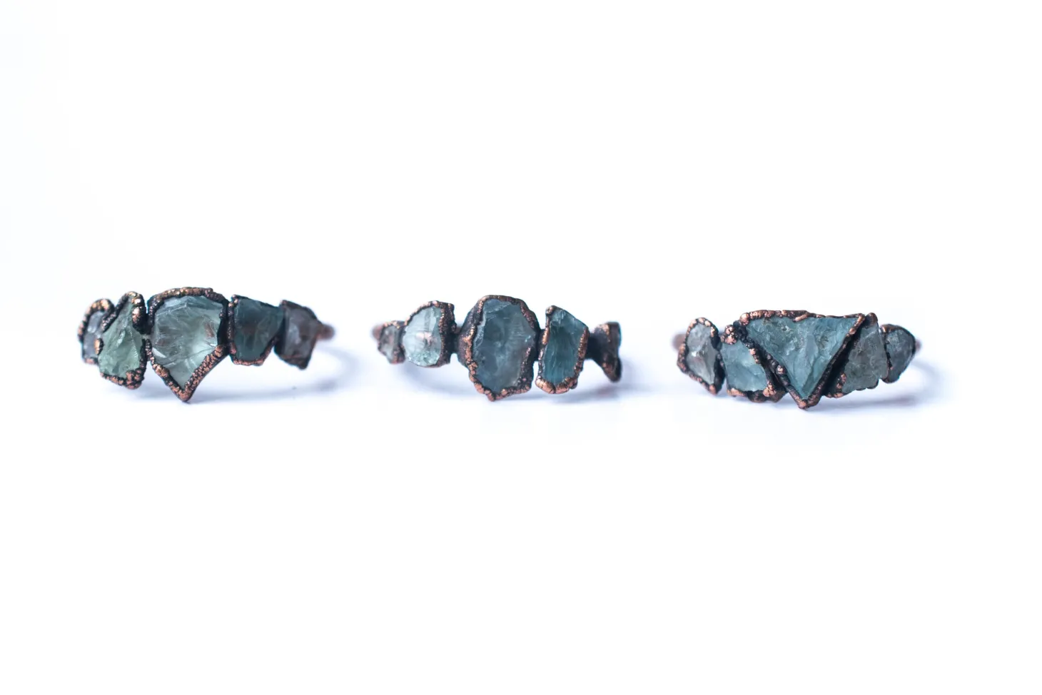 Multi Stone Ring | Rough aquamarine gemstone ring