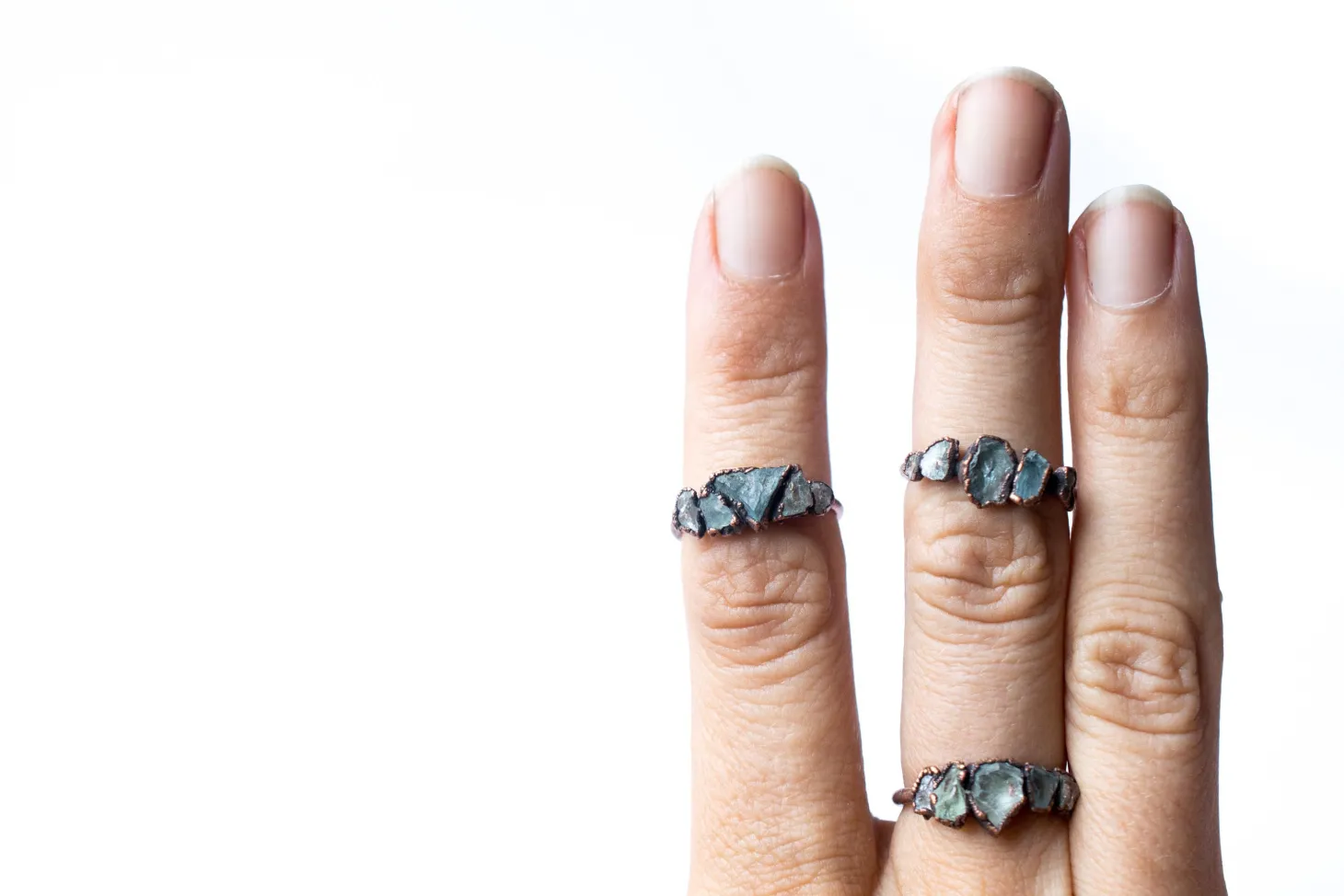 Multi Stone Ring | Rough aquamarine gemstone ring