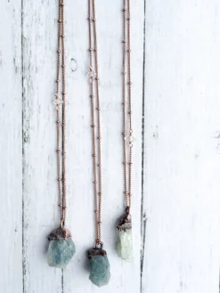 Natural gemstone necklace | Untreated aquamarine jewelry