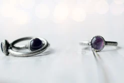 Oxidized Silver Amethyst statement ring | Amethyst orb ring