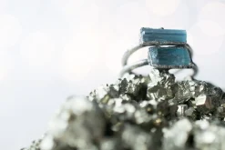 Oxidized Silver Aquamarine crystal ring | Raw aquamarine ring
