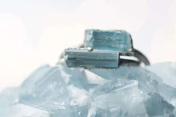 Oxidized Silver Aquamarine crystal ring | Raw aquamarine ring