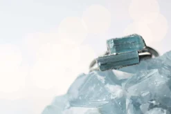 Oxidized Silver Aquamarine crystal ring | Raw aquamarine ring