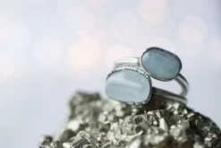 Oxidized Silver Aquamarine ring | Raw aquamarine ring