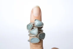 Oxidized Silver Aquamarine ring | Raw aquamarine ring
