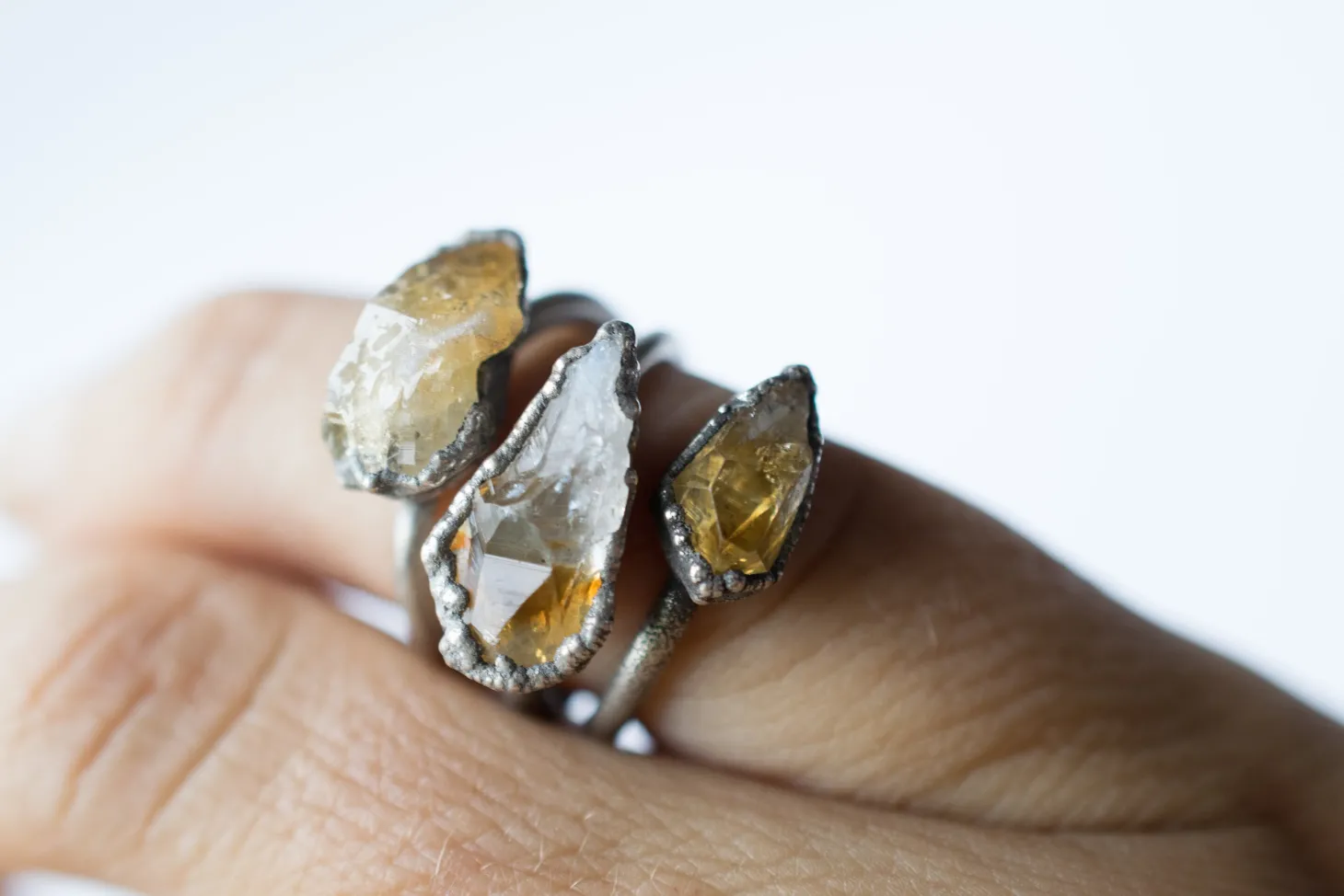 Oxidized Silver Citrine ring | Natural citrine ring