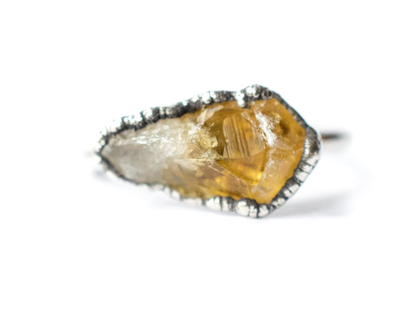 Oxidized Silver Citrine ring | Natural citrine ring